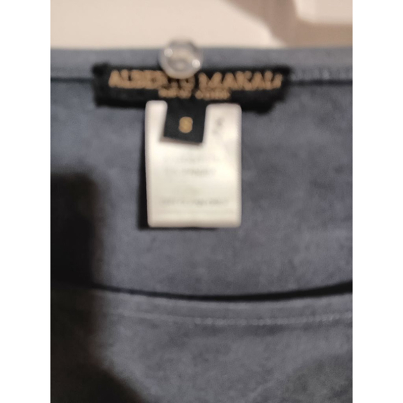 Alberto Makali Dark Gray Laser-Cut Poncho Wing Sleeve Faux Suede Top - Picture 9 of 10